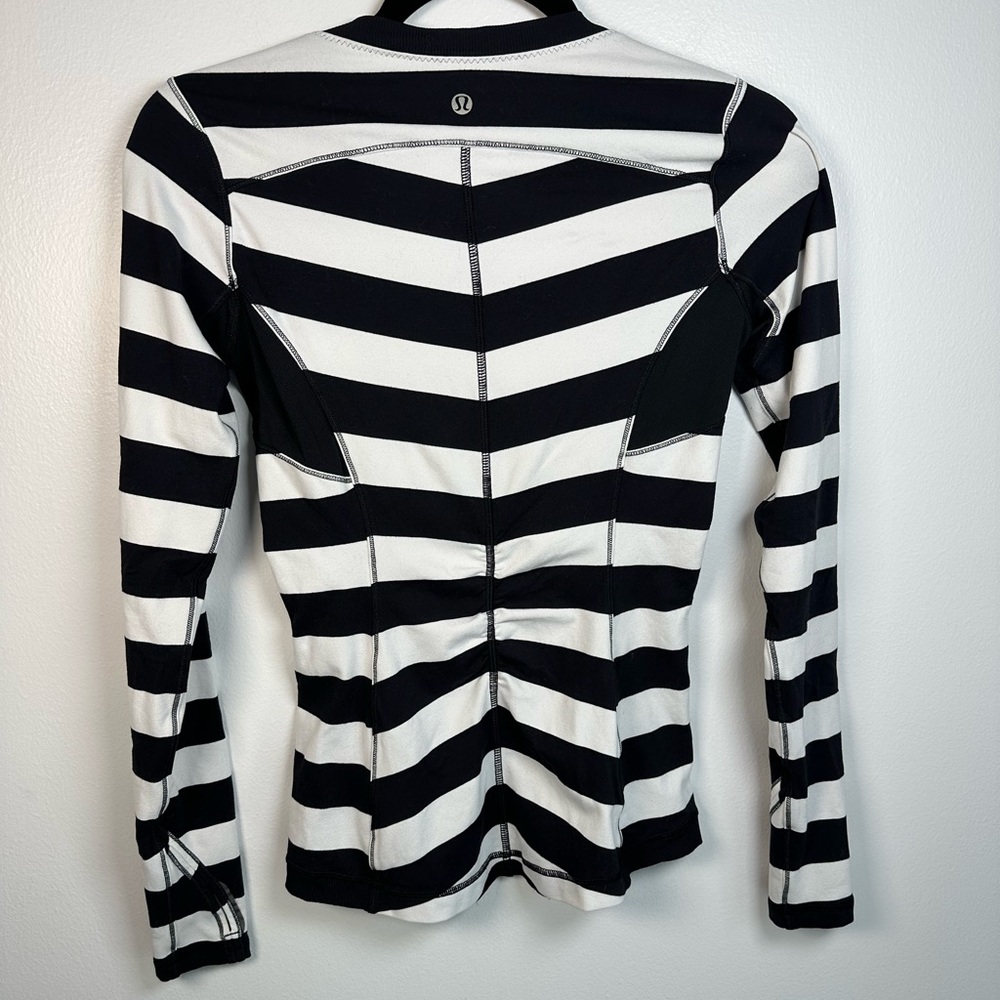 lululemon athletica Black and White Striped Long Sleeve Top - Picture 2 of 7